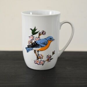 Leonard Porcelain Blue Bird and Pink Blossoms Double Sided Mug | Poland